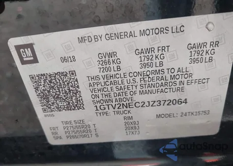 2018 GMC Sierra 1500 Slt from USA, damaged, VIN 1GTV2NEC2JZ372064